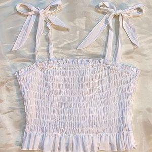 white shoulder tie crop top never worn size small